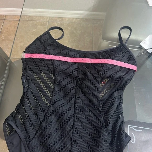 Kenneth Cole Black Mesh One-Piece Swimsuit - Picture 4 of 5